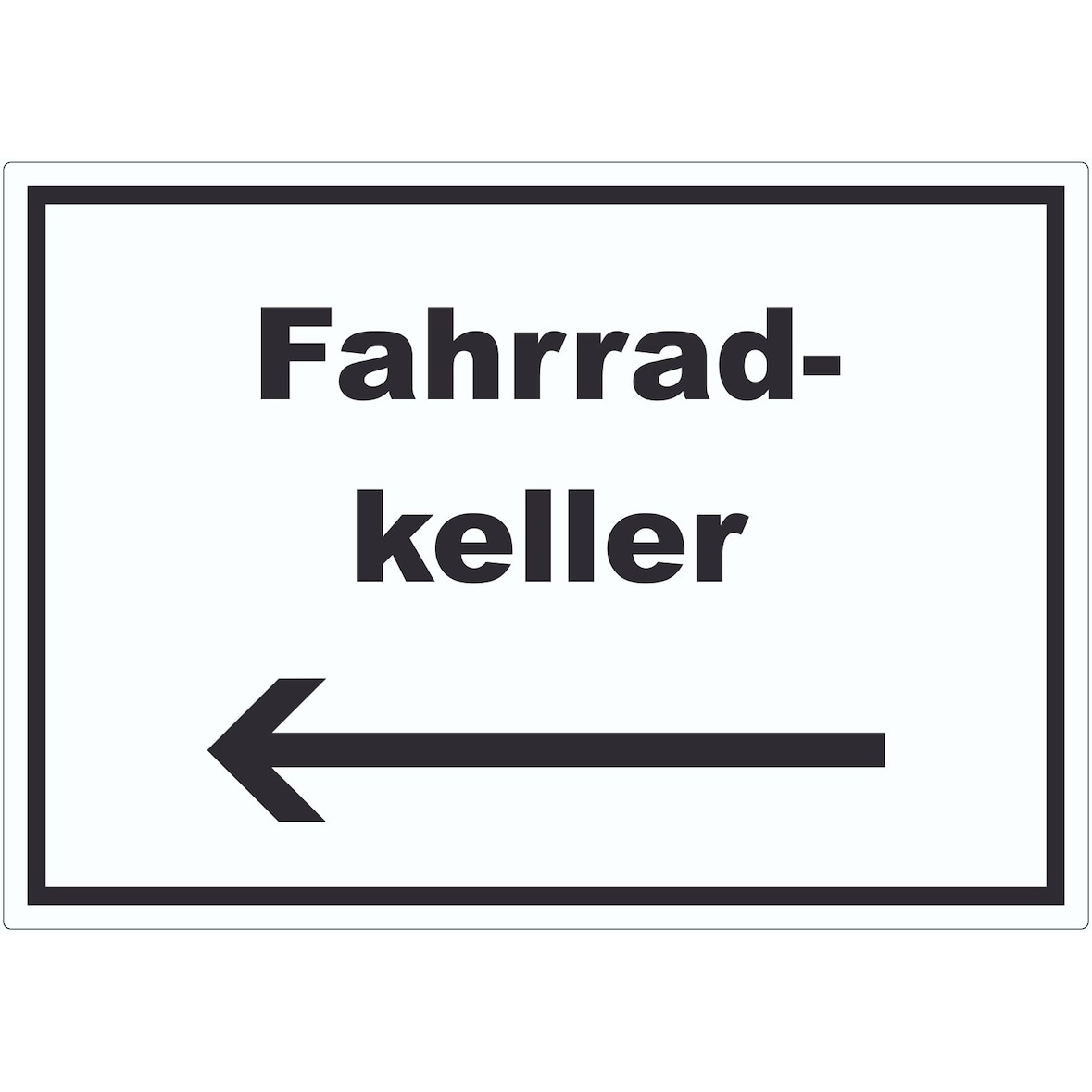 Fahrradkeller Aufkleber mit Text und Richtungspfeil links Rad Bike waagerecht A0 (841x1189mm)