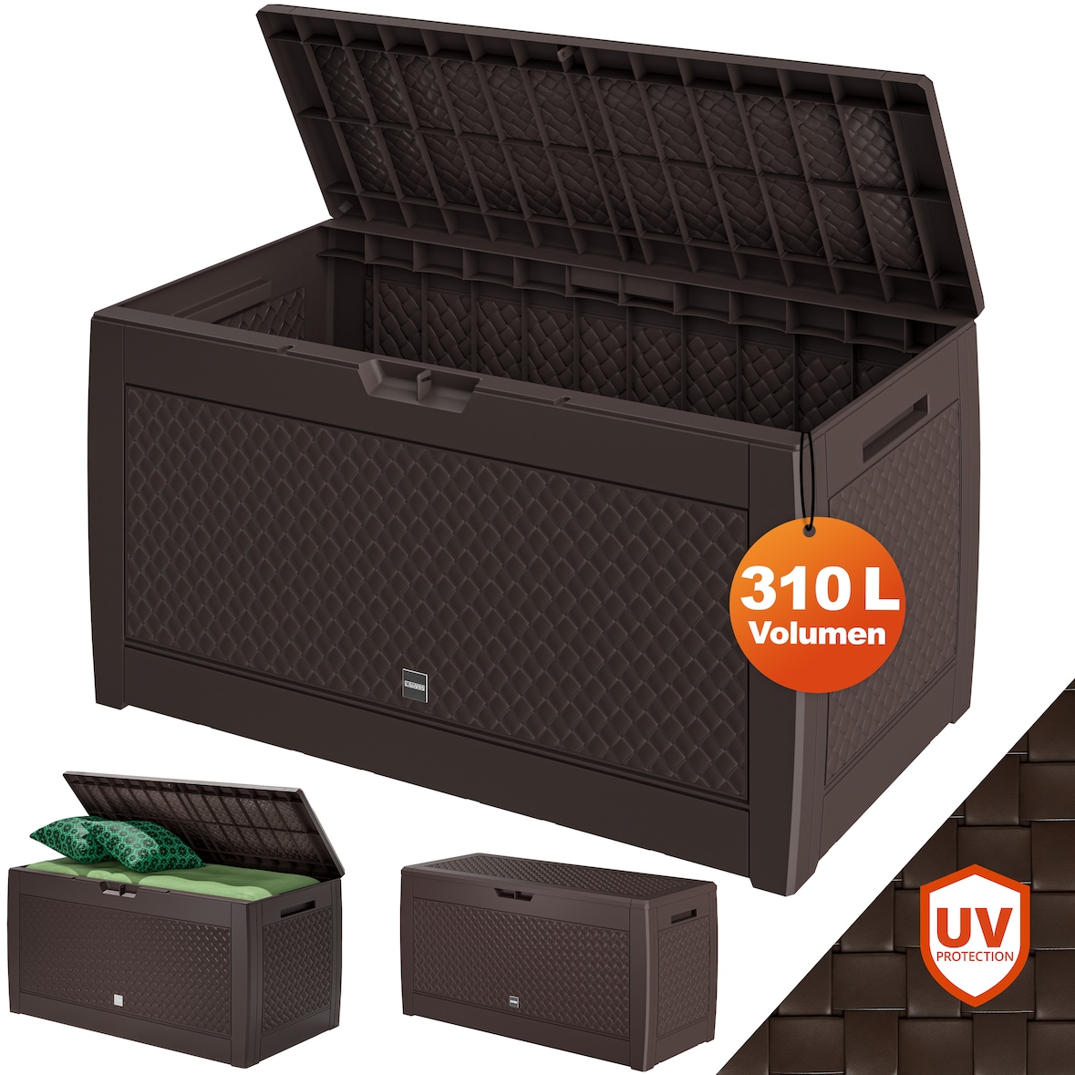 CASARIA® Auflagenbox Matuba wetter- und UV-beständig braun