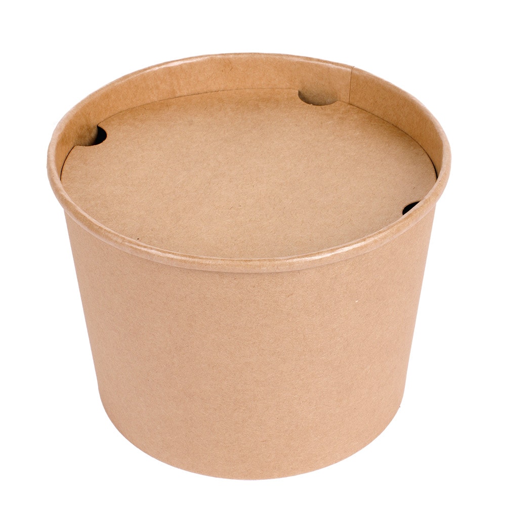 Garcia de Pou 300 Unités - Containers Poulet + Couvercles 1920 Ml 337 + 18Pe G/M2 Ø 16,8/13,9X12,3 Cm Naturel Kraft