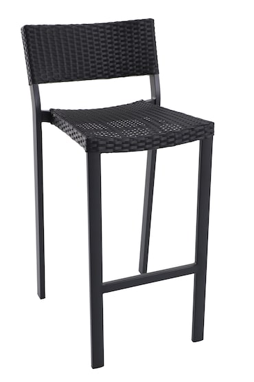 METRO PROFESSIONAL Cadeira de bar Gastro Balsario, alumínio/PE rattan, preto