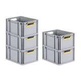 thumbnail of PROREGAL Eurobox NextGen Color | HxBxT 22x30x40cm | 20 Liter | Griffe gelb offen | Glatter Boden | Eurobehälter, Transportbox, Transportbehälter
