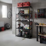 thumbnail of Relaxdays Lagerregal, Stahl, HBT: 150x75x30 cm, 200 kg, 5 Ebenen, Keller, Garage & Werkstatt, Schwerlastregal, schwarz