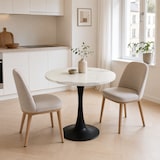 thumbnail of Esstisch MDF Weiß/Schwarz Ø80 cm, rund, mit Metall-Pedestal