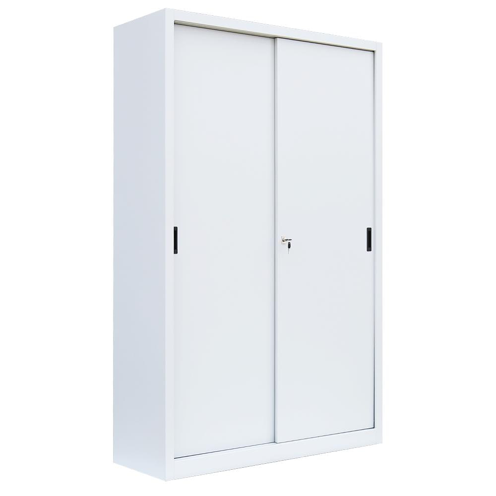 XXL Schiebetürenschrank Büro Aktenschrank Sideboard aus Stahl Weiß 1950 x 1200 x 450 mm (HxBxT) 550167