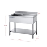 thumbnail of Fregadero inox de 120cm con estante – 1 Cubeta Escurridor a la derecha