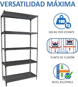 thumbnail of SimonRack Estantería Metálica, 1800x900x300 mm, 5 Alturas, Bandeja Metal, 180 kg de Punto Flexión, Antracita - Simonclick