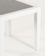 thumbnail of Mesa auxiliar de jardín, Tamaño: 50x50x45 cm, Aluminio reforzado color blanco, Tablero de cristal templado estilo cerámica