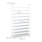 thumbnail of Relaxdays Schuhregal Stoff, HBT: 175,5x100x29 cm, für 50 Paar Schuhe, 10 Etagen, Stecksystem, XXL Schuhgestell, weiß