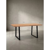 thumbnail of Esszimmertisch 180x90x76 cm Akazie Massivholz / Metall Esstisch Baumkante, Küchentisch Massiv mit Trapezbeinen in Schwarz, Holztisch Speisetisch