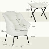 thumbnail of HOMCOM sillón de salón con otomana sillón de relax sillón para lectura con bolsillos laterales y patas de acero para sala de estar dormitorio crema