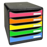 thumbnail of Exacompta - Réf. 309798D - BIG BOX PLUS - Caisson 5 tiroirs  - Dimensions extérieures :  Prof. 34,7 x l 27,8 x H 27,1cm - Noir/Arlequin