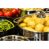 thumbnail of Kopf Topfset Merkur aus Edelstahl - Induktionstöpfe mit Schüttrand, Literskala und Glasdeckel – 6-teilig