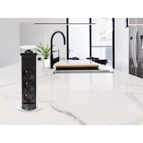 thumbnail of Bloque de potencia múltiple grabable, 3 enchufes con tierra francesa (tipo E), diámetro de 71 mm, uso interior, negro/gris