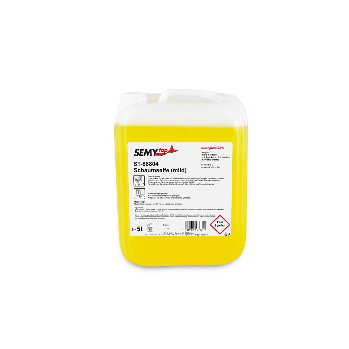 SemyTop Schaumseife (mild) - 2 x 5 Liter - vegan - mikroplastikfrei - Seife
