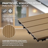 thumbnail of ECD Germany – WPC Terrassenfliesen – 60x30 cm 6 Stk.=1m² Teak | geriffelt, Holzoptik, Klicksystem mit Drainage