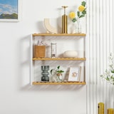 thumbnail of HOMCOM estantería de pared de bambú balda de pared de 3 niveles estante flotante para salón dormitorio cocina baño 60x15x54 cm natural y blanco