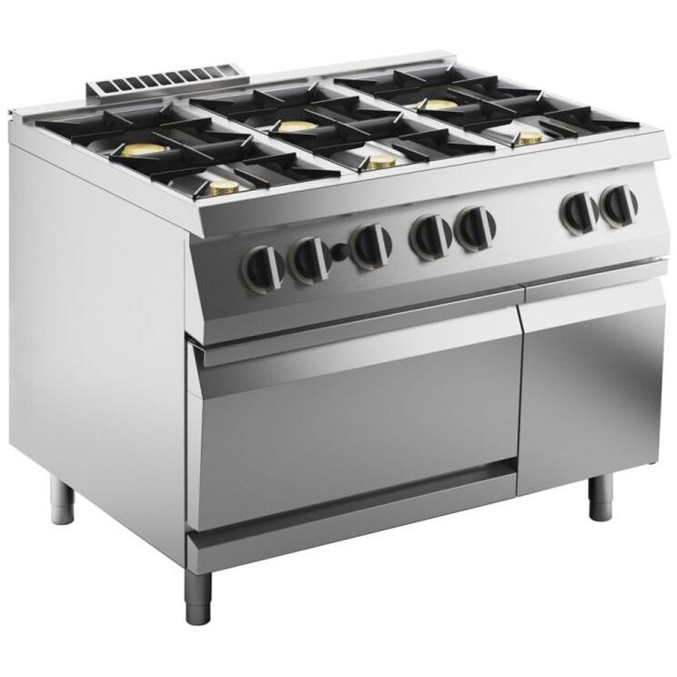 KBS Gasherd 6 Brenner mit Gasofen 44 kW 1200x730x900 mm Piezozündung Pilotflamme