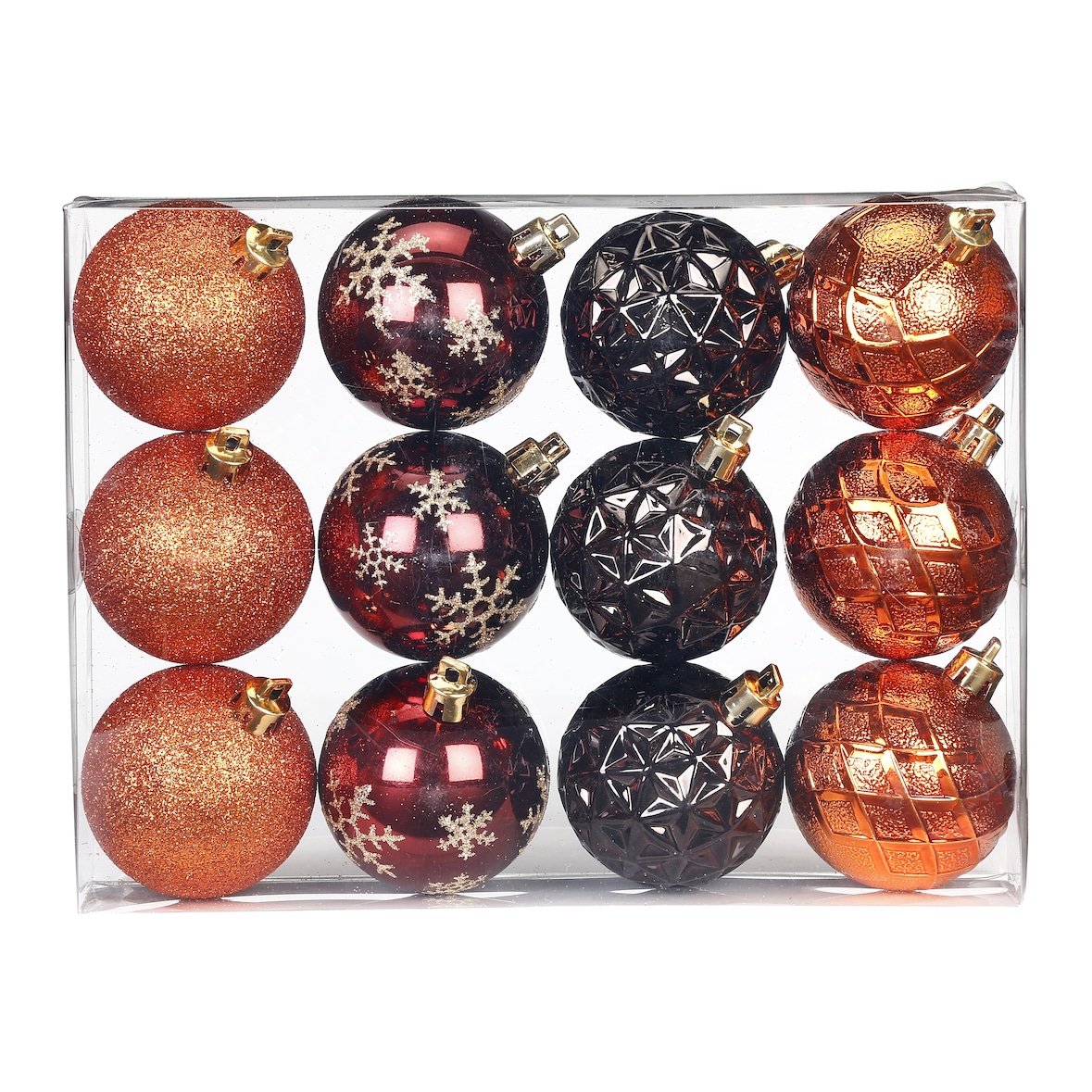 12 Weihnachtskugeln 6cm Kunststoff Christbaumkugeln Weihnachtsbaumkugeln braun