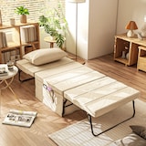 thumbnail of HOMCOM sofá cama de 1 plaza 4 en 1, sillón cama tapizado en lino, con respaldo ajustable de 5 niveles, almohada acolchada, 75x80x74 cm, crema