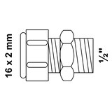thumbnail of MS Übergangsstück, vernickelt, 16 mm x 1/2"AG, Klemmfitting für MSVR, Fittings, wasseranschluss