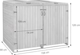 thumbnail of XL 2er-/4er-Mülltonnenverkleidung HWC-H74, Mülltonnenbox, erweiterbar 126x158x98cm Holz MVG ~ grau-weiß