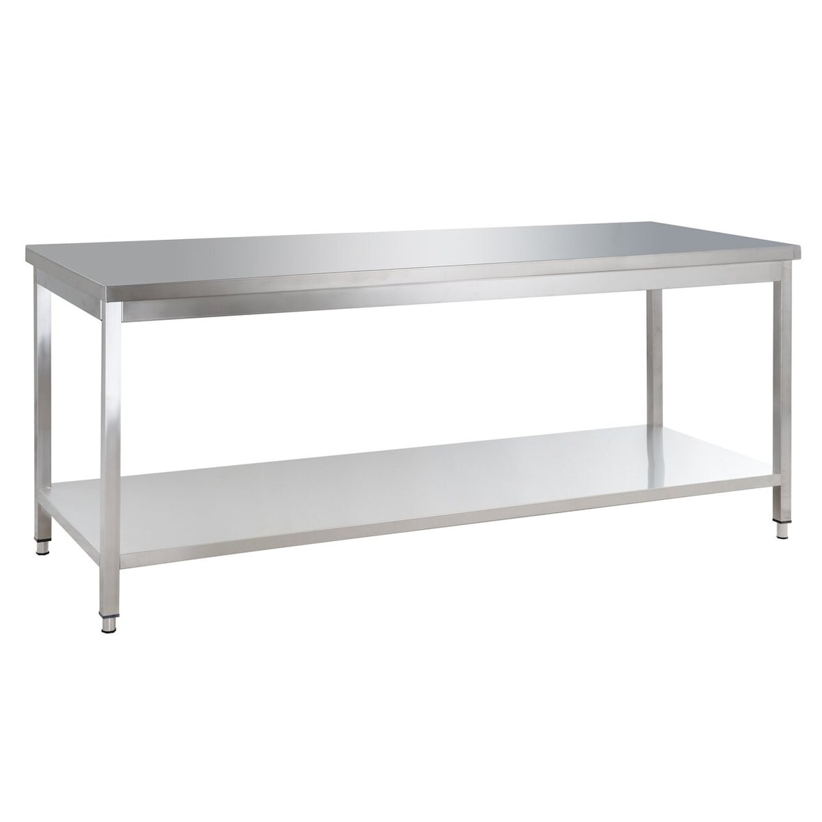 GastroHero Edelstahltisch Arbeitstisch 2000x600 mm mit Grundboden AISI 201 Gastro Tisch Edelstahl höhenverstellbar Küche