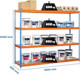 thumbnail of SimonRack Estante industrial, 2000x1800x600 mm, 600 kg no ponto de flexão, 4 prateleiras metálicas, Azul/Laranja/Galvanizado- Simonforte