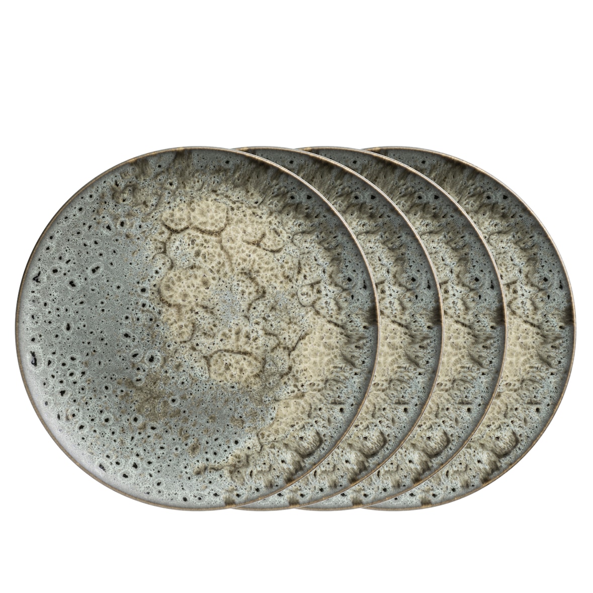 MÄSER Teller flach 28 cm, 4-er Set, GRAU, postsicher, Serie CARELLIA