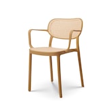 thumbnail of Chaise de salle à manger moutarde style vintage avec accoudoirs