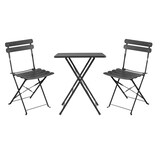 thumbnail of METRO PROFESSIONAL Bistroset klappbar Trigo, 3-tlg., Stahl, 1 Esstisch, 2 Stühle, dunkelgrau