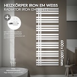 thumbnail of LuxeBath Badheizkörper Iron EM 600×1600 mm Weiß, Seitenanschluss, Thermostat Universal, Design Heizkörper Handtuchtrockner Handtuchheizung