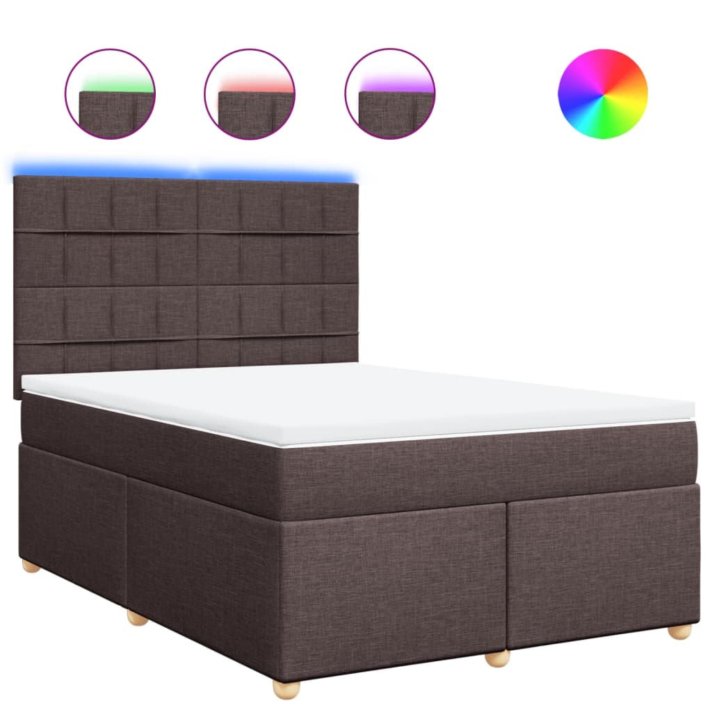 vidaXL Boxspringbett mit Matratze Dunkelbraun 140x200 cm Stoff