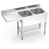 thumbnail of Fregadero para lavavajillas dos cubas, escurridor en la izquierda 1600x700x890 mm.