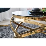 thumbnail of SalesFever Couchtisch Ø 80 cm rund | Sicherheitsglasplatte grau 8 mm | Gestell goldfarben, rostfreier Edelstahl | Grau / Gold