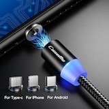 thumbnail of CaseMe 1m Magnet Ladekabel Magnetisch für iPhone Samsung Huawei Sony LG HTC Apple Lightning  Schwarz 1 meter
