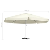 thumbnail of Sombrilla de jardín con palo de aluminio blanco arena 600 cm