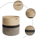 thumbnail of Intirilife Pflanzkorb Aufbewahrungskorb aus Baumwollseil in Braun - Schwarz - 20 x 20 cm - Korb Übertopf für Pflanzen Blumentopf Kräutertopf