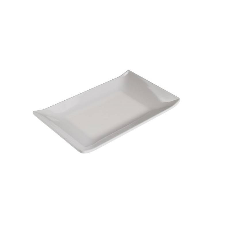 Plato rectangular blanco melamina - 23 x 14 x 2.6 cm