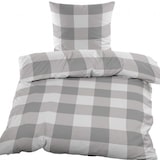 thumbnail of Fleece Winter Bettwäsche 135x200 + 80x80cm, Microfaser, grau hellgrau weiss, kariert