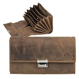 thumbnail of Greenburry Kellnerbörse Leder Kellnergeldbörse Bedienungsbörse Geldbörse Taxibörse braun antik 3-fach Leiterschloss 6 Scheinfächer 1785A-25