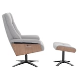 thumbnail of MCA Relaxsessel + Hocker HWC-N57, Fernsehsessel Liegesessel, Bouclé Stoff Holz ~ grau