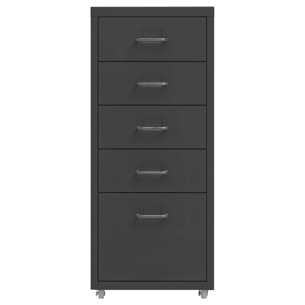 vidaXL Aktenschrank mit Rollen Anthrazit 28x41x69 cm Metall