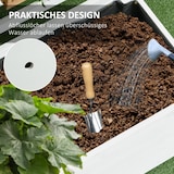 thumbnail of Pflanzkasten Hochbeet mit Rankgitter auf Rollen 76x30x155 cm Weiß aus Massivholz mit Stoffauskleidung stabiler Außenbereich und Terrasse