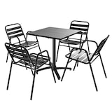 thumbnail of Ensemble table de jardin bistrot et 4 chaises en aluminium gris