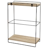 thumbnail of Estante de pared HWC-K77, estante colgante Estante de cocina, madera maciza metal Industrial 2 estantes 50x35x17cm ~ natural