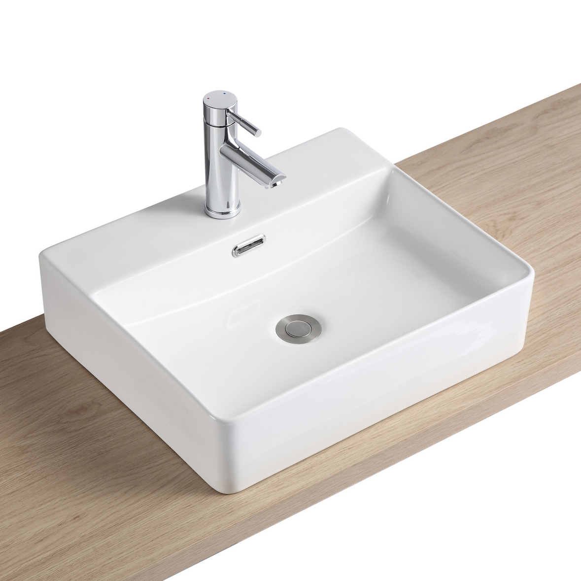 Vasque rectangulaire à poser en céramique blanche 50 x 42 cm ALBA