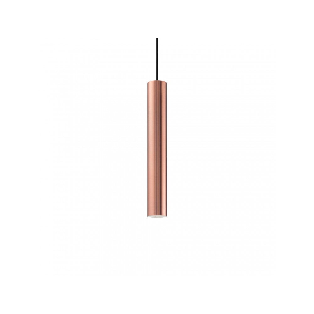 look sp1 d06, sospensione singola cilindrica in metallo color rame, ideal lux