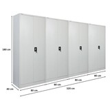 thumbnail of PROREGAL Mega Deal 4x Flügeltürenschrank ELEPHANT Metall Spind komplett montiert abschließbar 180x80x40cm Kleiderstange Stahlschrank Lichtgrau