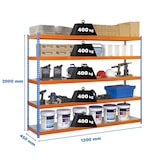 thumbnail of SimonRack Estantería Industrial, 2000x1200x450 mm, 400 kg de Punto Flexión, 5 Estantes Metálicos, Estantería Garaje, Azul/Naranja/Galva - Ecoforte