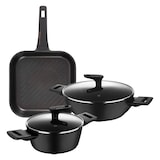 thumbnail of BERGNER Copper – Set aus 2 Kasserollen Ø20cm/Ø28cm (2,2/4,2 L) aus geschmiedetem Aluminium mit Deckeln und Grillpfanne 28×28cm aus Aluminiumguss